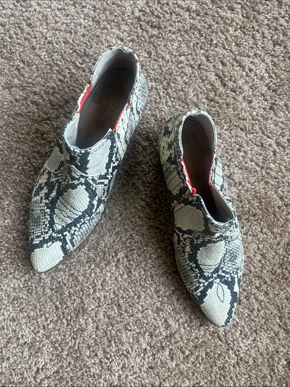 Boden Snake-Print Pointed Mules - Black & Cream